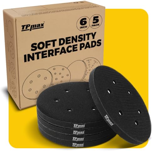 TPmax 6 Inch 6 Hole Sanding Interface Pads Hook & Loop Foam Pads for Orbital Sander Woodworking 5 Pack - size: 6 Hole