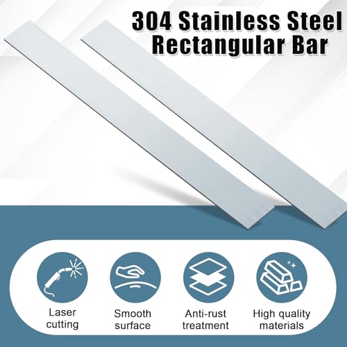 Yaocom 2 Pcs 304 Stainless Steel Flat Bar, 36" L,2" W,1/8" T - size: 36" L,2" W,1/8" T