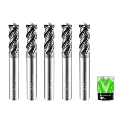 5/16 Inch Shank Carbide Square End Mill, 4 Flute CNC End Mills, Heat-Resistant Metal Endmill Suitable Alloy Steel, Stainless Steel, Various Cast Iron（5PCS） - size: 5/16 in(4 Flute)