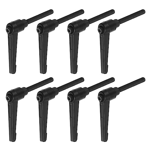 HARFINGTON 8pcs Adjustable Clamping Lever Handles M6 x 50mm Male Thread Bolt Knobs Rotating Screw Locking Quick Release Ratchet Push Button Handle, Black - size: M6 x 50mm