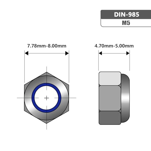 M5 Black Nylon Insert Lock Nuts, Stainless Steel 304 (18-8) Black Coating Lock Nuts with Nylon Insert, 100pcs - color: Black, size: M5-0.8