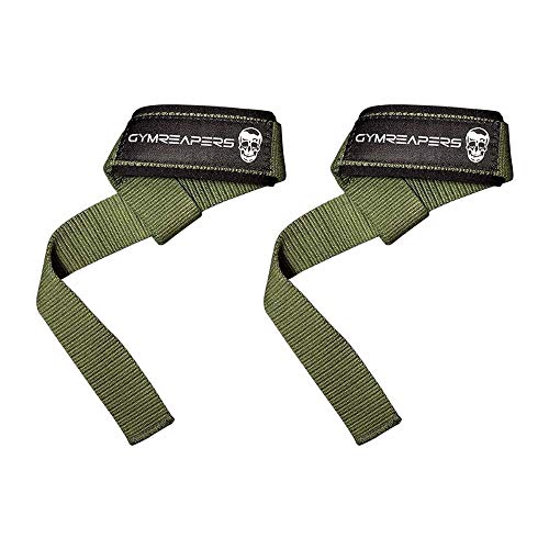 Gymreapers Lifting Wrist Straps for Weightlifting, Bodybuilding, Powerlifting, Strength Training, & Deadlifts - Padded Neoprene with 18" Cotton - color: Military Green