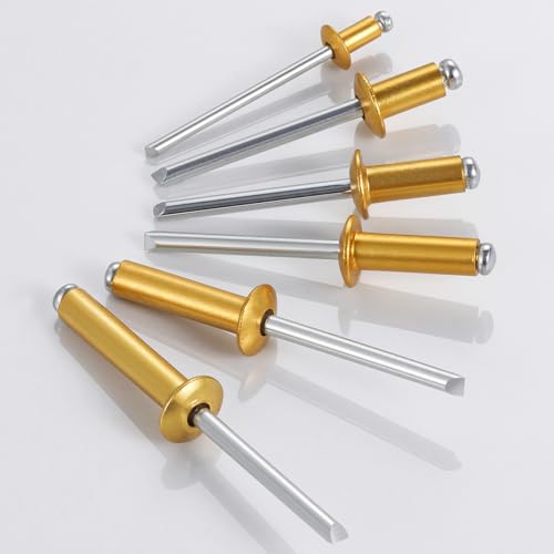 Wensilon (130 Pcs)1/4"x5/8" Golden Aluminum blind pro Rivets,Golden Aluminum Grip and Steel Mandrel - color: Golden Aluminum, size: 1/4"x5/8"