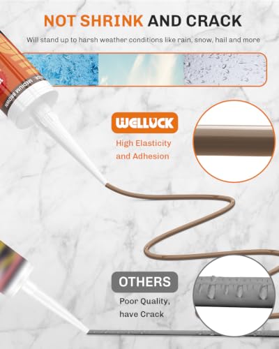 WELLUCK Coffee/Medium Brown Silicone Caulk, 100% Waterproof Caulking Silicone Sealant Flexible Adhesive, Matches Red Oak, White Oak, Cherry, Alder, Hickory and Other Medium-Toned Wood finishes - color: Coffee/Medium Brown, size: 1 Pack