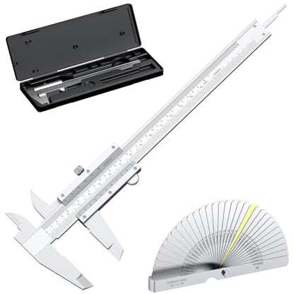 HDLNKAK Vernier Caliper 6 inch with Stainless Steel Feeler Gauge 32 Blade - color: Sterling Silver