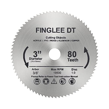 3Pcs 3 inch HSS Circular Saw Blade, 80 Teeth High Speed Steel Cut Off Tool Blade with 3/8 inch Arbor, for Rotary Tools Wood Plastic Cutting(1Pcs) - color: (1Pcs)