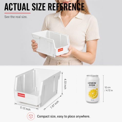 12 Pack Stackable Plastic Parts Bins, 7x5x4 in, White - color: White-12 Pack, size: 7"x5"x4"