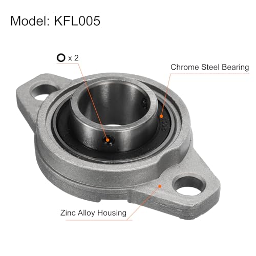 uxcell 4pcs KFL005 Flanged Pillow Block Bearings 25mm Bore, Zinc Alloy Self Aligning Flange Mounted Bearings - size: KFL005