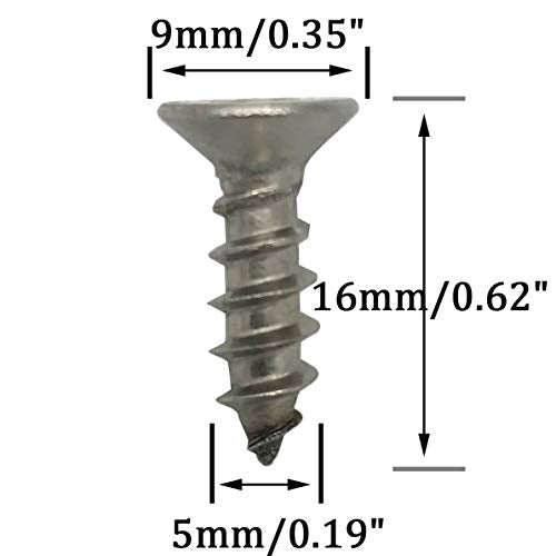 5 x 16mm Screw, Flat Head, Phillips Drive, Self Drilling, 304 Stainless Steel Drywall Wood Screws 100Pcs - size: 5 x 16mm