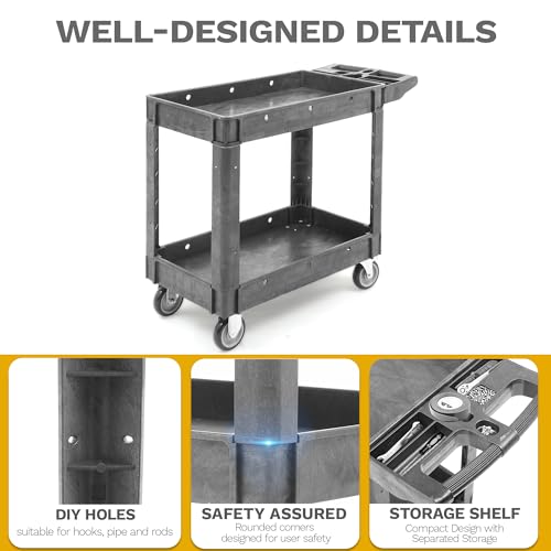 DWVO 40 x 17 in Heavy Duty Rolling Utility Cart on Wheels, Grey - color: Gray, size: 40"x17"