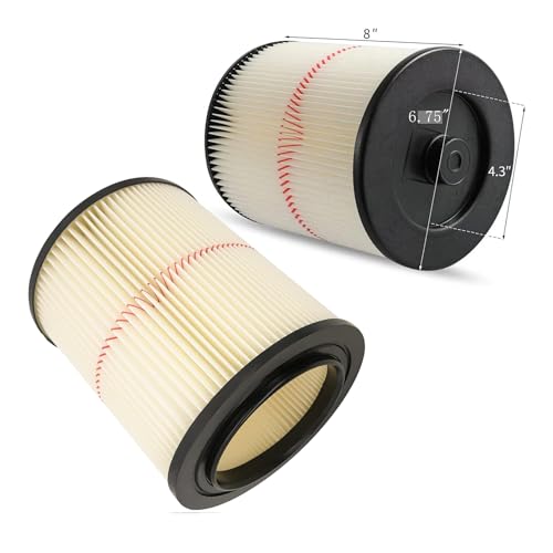 2 Pack - Cartridge Filter for Craftsman 9-17816 17816 Vacuum Filter General Purpose Wet Dry Air Filter Wet Dry Vac fit 5 Gallon and Larger Vacuum Cleaner
