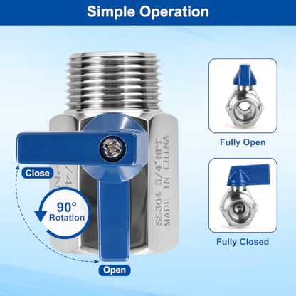 Mini Ball Valve 1/2" NPT Shut Off Valve 304 Stainless Steel Mini Ball Valves F*MNPT Mini Shut Off Valves for Water Gas Fuel Drip Irrigation Aquariums - size: 0.5 Inch