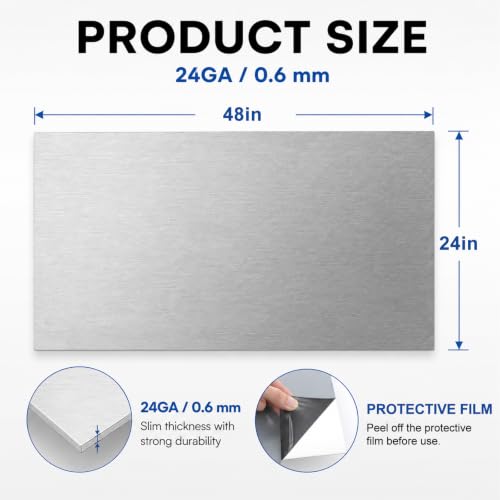 48 x 24 in 430 Stainless Steel Sheet Metal 24GA #4 Brushed Finish - size: 48*24in