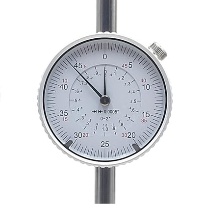 HFS Dial Indicator, 0-2" Range, 0.0005" Graduation, 1/4" Lug Back - size: 0-2" x 0.0005"