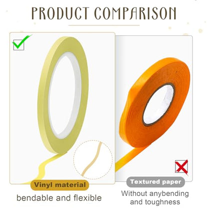 Xuniea 5 Rolls Fine Line Vinyl Tape, 1/16, 1/8, 1/4, 1/2, 3/4 Inch, Yellow - color: Yellow, size: 1/16, 1/8, 1/4, 1/2, 3/4 Inch