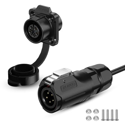 CNLINKO LP12 5-Pin Circular Connector with 1 Meter Cable Assemblies, IP68 Waterproof Industrial Electrical Connector for Outdoor Equipment Automotive Machinery M12 Cylindrical Connectors (5 Pin) - size: 5-Pin, style: Plug with 1M Cable
