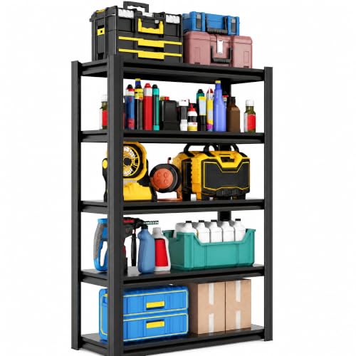 Heavy Duty 5 Tier Metal Garage Shelving, 62" H×27.6" W×12" D - size: 63"H × 31.5"W × 16"D