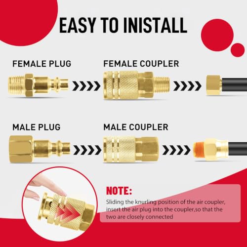 24Pcs 1/4” NPT Air Hose Fittings Coulper & Plug Air Compressor Kit