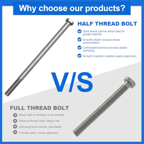 10 Pack 3/8-16 x 7'' Hex Head Cap Screw Bolt 304 Stainless Steel - size: 3/8-16 x 7''