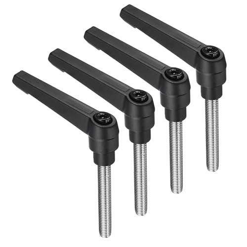 uxcell 4pcs Clamping Lever Handles, M8 x 50mm 304 Stainless Steel Threaded Male Stud, Adjustable Handles Locking Quick Release Ratchet Push Button Bolt Knobs, Black - size: M8 x 50mm