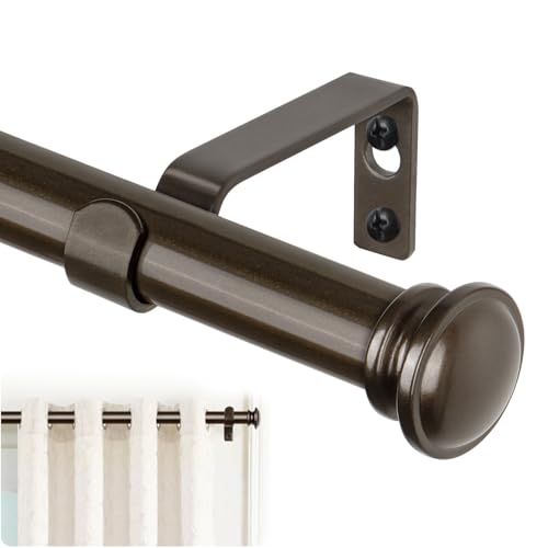 TONIAL Curtain Rods for Windows, 32 to 86 Inch, Bronze, Single Drapery Rod - color: Bronze, size: 32-86"