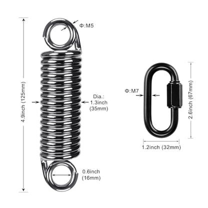 SELEWARE Heavy Duty Heavy Bag Spring for Punching Bags up to 300 lbs - color: Silver-1 Pcs Straight Spring with 2 Pcs Carabiners