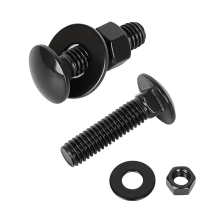 3/8-16 x 2 Carriage Bolt Kit, Stainless Steel 304 Carriage Bolts Screws with Hex Nuts & Flat Washers, Round Head Square Neck, Full Thread, Black Finish, 4 Sets - size: 3/8-16 x 2"