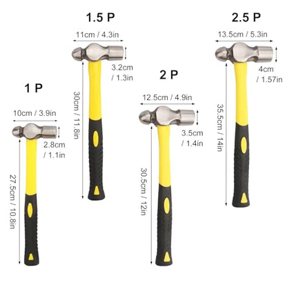 4 PCS Ball Peen Hammer Set, 16oz+24oz+32oz+40oz - size: 4 PCS 16oz+24oz+32oz+40oz