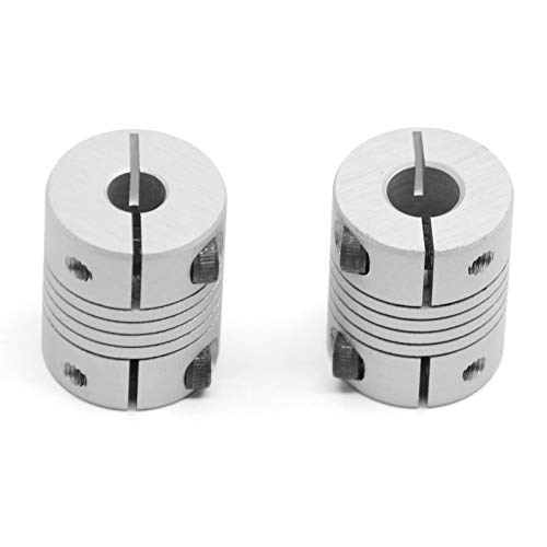 2PCS 6.35mm to 8mm Flexible Shaft Coupling 25mm Length 20mm Diameter for Stepper Motor Coupler Aluminum Alloy for 3D Printer CNC Machine (6.35x8mm) - style: 6.35-8mm