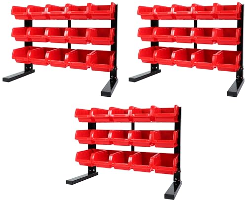 MaxWorks 80695 Bench/Table Top 15-Bin Parts Rack (Pack of 3) - size: 15 Bin / Pack of 3