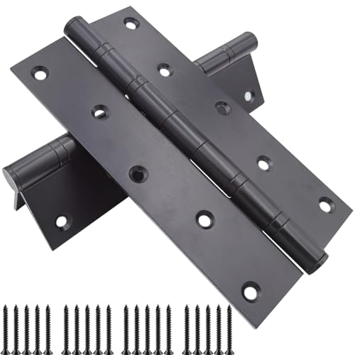 2 Pcs 8 Inch Stainless Steel Ball Bearing Door Hinges with Square Corner for Heavy Duty Wood Door,1/8 Inch Thickness Matte Black (Black) - color: Black