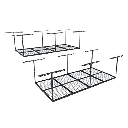 FLEXIMOUNTS 4x8 Overhead Garage Ceiling Storage Rack, 2 Pack, Black - color: Black, size: 4x8 ft