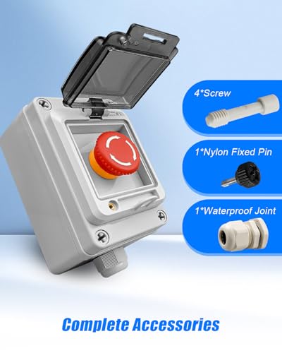 660V Emergency Stop Push Button Box Red Stop Switch IP67 - size: Red Emergency Stop Only