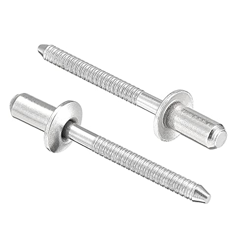 uxcell Blind Rivets, 304 Stainless Steel Pull Rivets Core Decoration Rivets 4.8mm Diameter 10mm Grip Length Close End Silver Tone, 50pcs - size: 4.8mm x 10mm