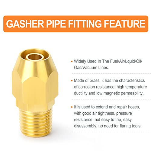 GASHER 10PCS Brass Pneumatic Replacement Fitting, Reusable Hose End Repair Fitting 3/8" Barb（Suitable for 3/8" ID，1/2" OD air hose) x 1/4" NPT Rigid - size: 1/4" NPT × 3/8" Barb (3/8" ID 1/2" OD)