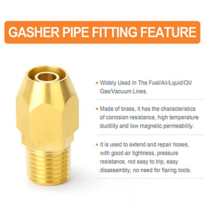 GASHER 10PCS Brass Pneumatic Replacement Fitting, Reusable Hose End Repair Fitting 3/8" Barb（Suitable for 3/8" ID，1/2" OD air hose) x 1/4" NPT Rigid - size: 1/4" NPT × 3/8" Barb (3/8" ID 1/2" OD)