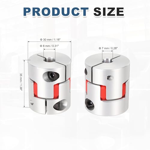 MECCANIXITY 7mm-8mm Aluminium Plum Flexible Shaft Coupling w Hex Wrench - size: 7mm to 8mm