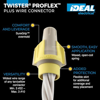 Ideal Electrical Twister Proflex Plus (30-345) - color: Tan/Yellow, size: Box of 100