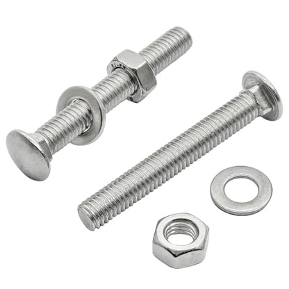 M6 x 45mm Carriage Bolts Kit,304 Stainless Steel Round Head Square Neck Carriage Bolts with Hex Nuts and Flat Washers,Full Thread,Silver(10Sets) - size: M6 x 45mm