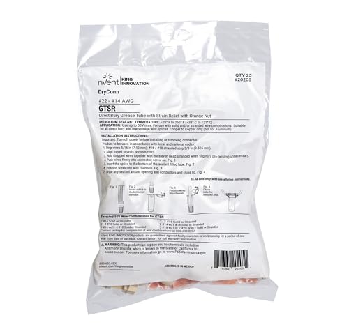 nVent KING INNOVATION 20205 GTSR Direct Bury Grease Tube, 25-Pack - size: 25 Count (Pack of 1), style: Min #22/Max #14