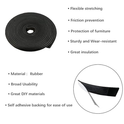 Solid Rubber Strips with Adhesive 1/8 (.125)" Thick X 1" Wide X 10'Long - size: 1"X10'X1/8, style: With Adhesive