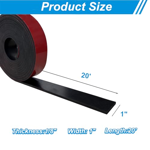 Adhesive Neoprene Rubber Strips 1" Wide x 1/8" Thick x 20' Long for Gasket - size: 1" Wide x 1/8" Thick x 20' Long