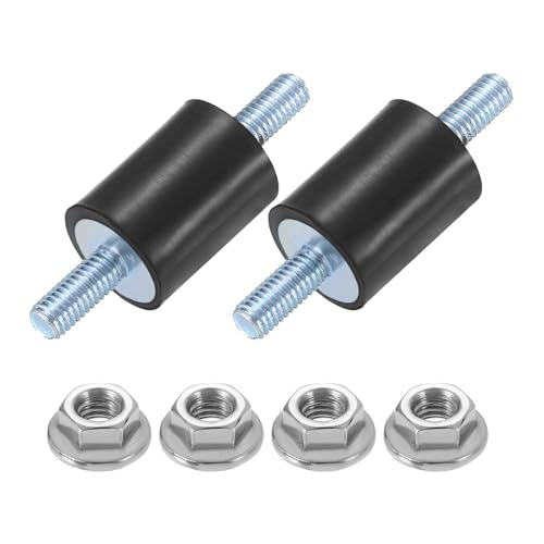 uxcell 2Pcs M5 x 12mm Rubber Mounts, 20 x 15mm Cylindrical Anti Vibration Isolator Studs Shock Absorber Double Studs with Nuts for Car Bobbin Generator Air Compressors - size: M5 x 12mm, 20 x 15mm