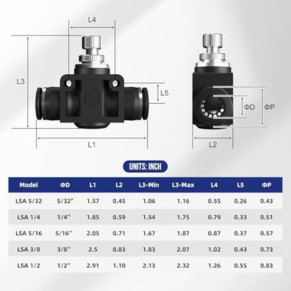 5/16 8mm Push To Connect Valve,Shut Off Air Flow Control Fittings - color: Black SA, size: 5/16"OD(8mm)