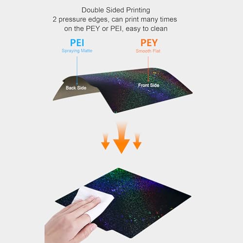 BORDSTRACT Double-Sided Build Plate, PEY Starry Sky + PEI Spray Texture Spring Steel 310x310mm Without Soft Magnetic Base, Hot Bed Platform for K1/K1 Max Model 3D Printers - style: PEY starry sky + PEI spray 310*310mm