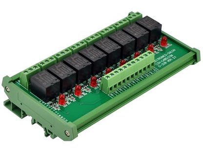 Electronics-Salon DIN Rail Mount 8 SPDT Power Relay Interface Module. (Operating Voltage: DC 24V)