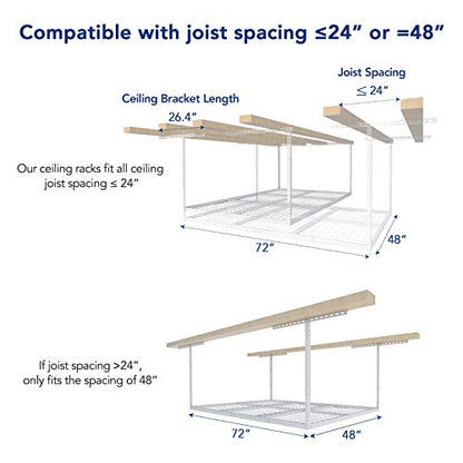 FLEXIMOUNTS 4x6 Overhead Garage Ceiling Storage Rack, 2 Pack, White - color: White, size: 4x6 ft