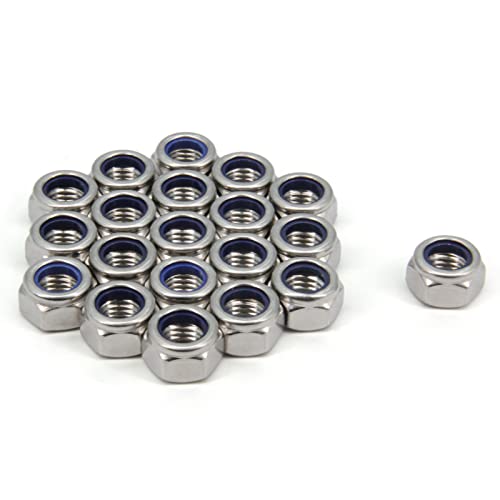 M12 x 1.75mm Pitch 304 Stainless Steel Self-Locking Hex Lock Nuts, Nylon Insert LockNuts Silver Metric Self Clinching Hex Lock Nuts for Hardware Parts, 20pcs/Pack (M12-20pcs) - size: M12-20pcs