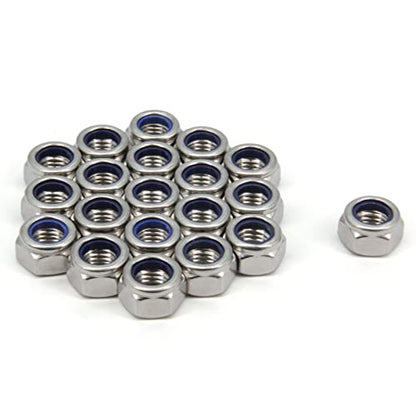 M12 x 1.75mm Pitch 304 Stainless Steel Self-Locking Hex Lock Nuts, Nylon Insert LockNuts Silver Metric Self Clinching Hex Lock Nuts for Hardware Parts, 20pcs/Pack (M12-20pcs) - size: M12-20pcs