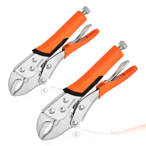 7" & 10" Curved Jaw Locking Pliers, Forged Carbon Steel, Anti-Slip TPR Handle, Quick Release, Locking Adjustable Vise Grip Pliers Set for Clamping Twisting Welding Automotive Workshop - style: 7" & 10" Curved Jaw
